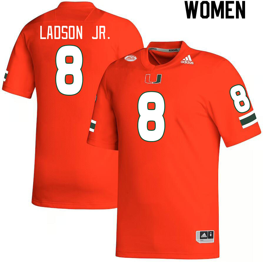 Women #8 Frank Ladson Jr. Miami Hurricanes College Football Jerseys Stitched-Orange